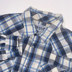 Levis Mens Blue Plaid Western Pearl Snap Long Sleeve Shirt Medium RN117508